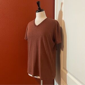 Gustin Women’s Classic Heather Terracotta V Neck Lightweight USA Made Tee Shirt